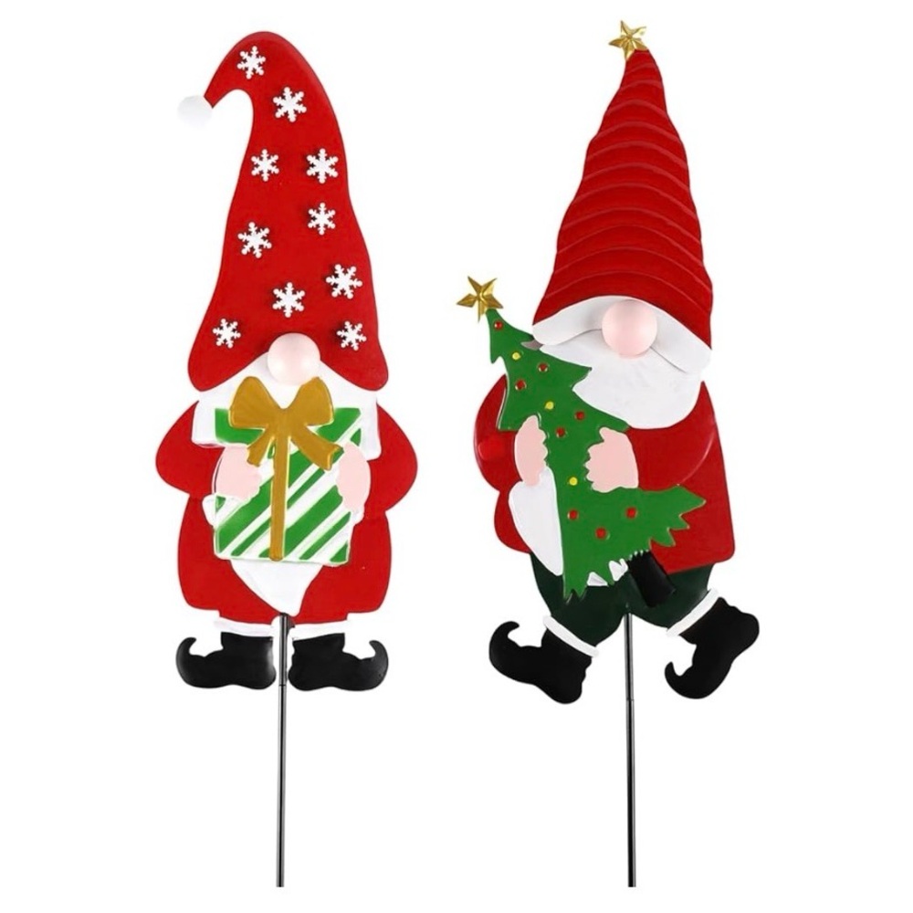 Festive Red Gnome Garden Stakes
